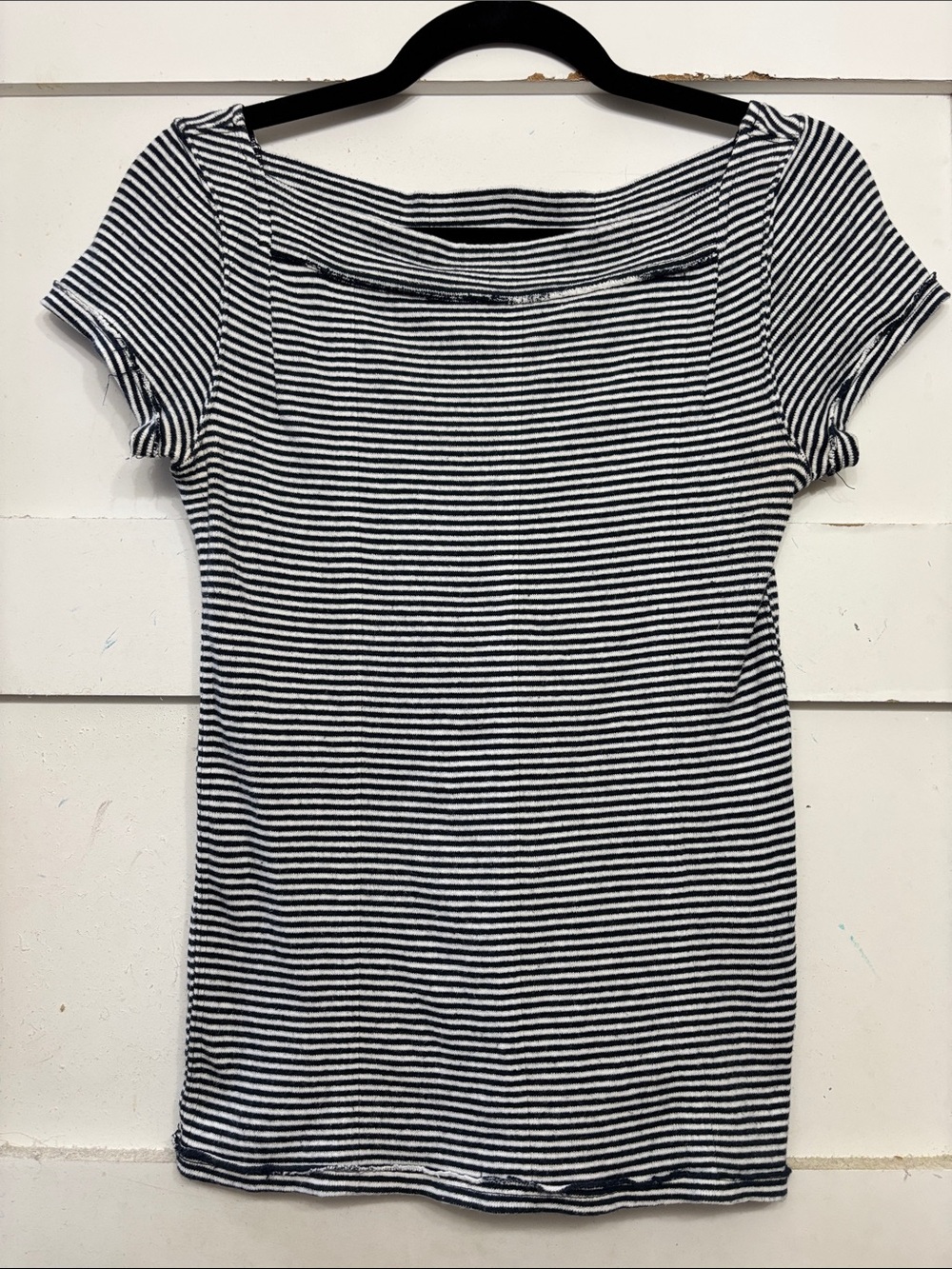 We The Free Navy & White Striped Scoop Neck Tee